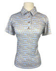 Rönner 'Noelia' Short Sleeve Polo in Light Blue/Gold Horses - Women's Small