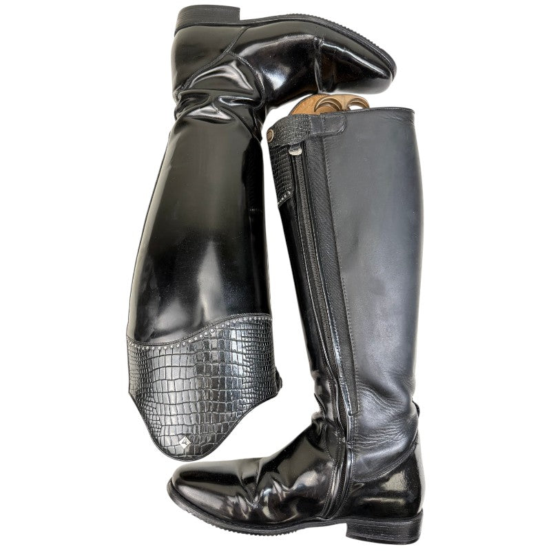 DeNiro Tiziano Dressage Boots in Black/Croc Rhinestones