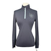 Asmar Equestrian 1/4 Zip Shirt in Black/Light Blue Accents - Women's XS
