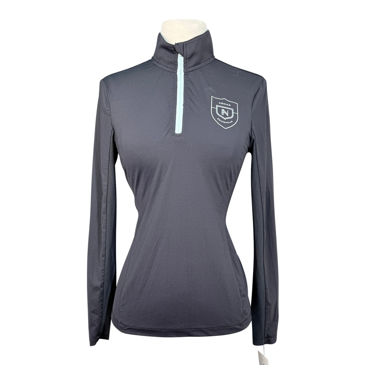Asmar Equestrian 1/4 Zip Shirt in Black/Light Blue Accents - Women's XS