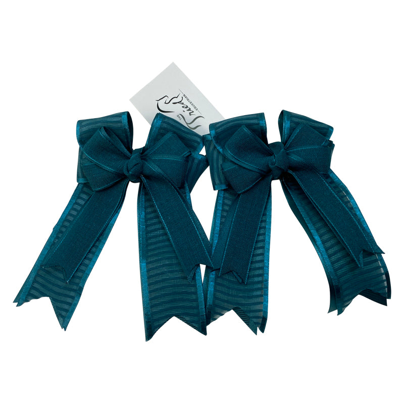 Show Bows in Teal Sheer Stripes