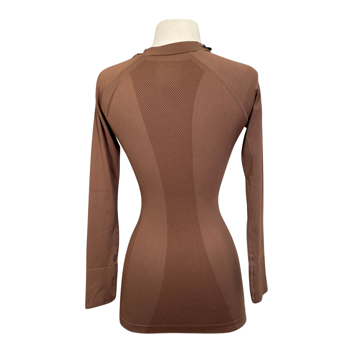 Back of FitEq Long Sleeve Seamless Schooling Top in Cocoa - Women's S/M