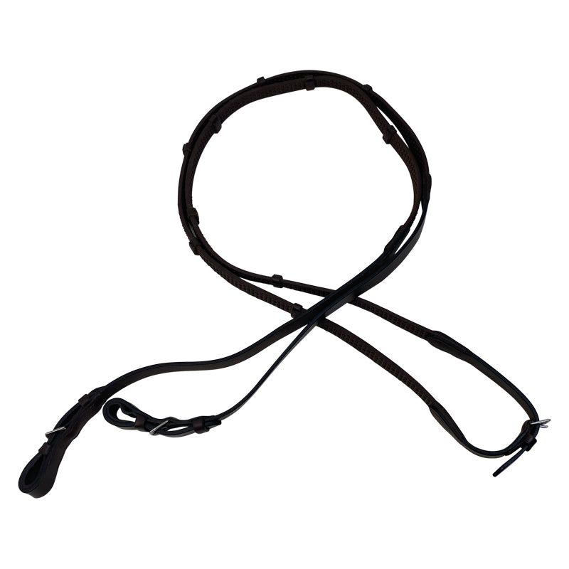 Black Oak Pebble Grip Reins w/ Stoppers in Brown