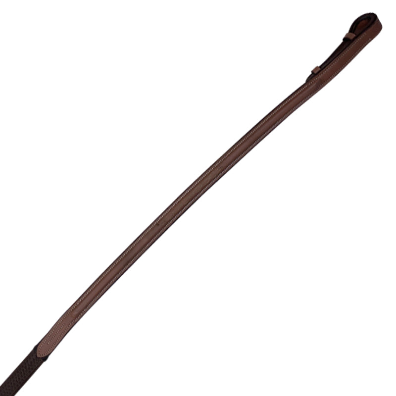 Fancy Stitched Rubber Reins in Brown