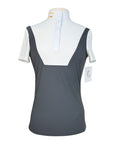 Rider's Gene Short Sleeve Jersey Competition Polo in Dark Grey/White
