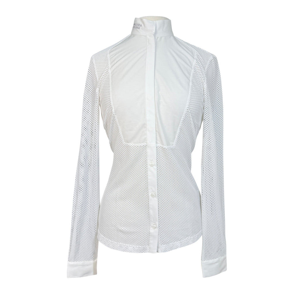 Cavalleria Toscana Perforated Jacquard L/S Competition Shirt w/Bib in White