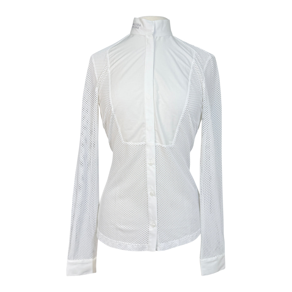 Cavalleria Toscana Perforated Jacquard L/S Competition Shirt w/Bib in White