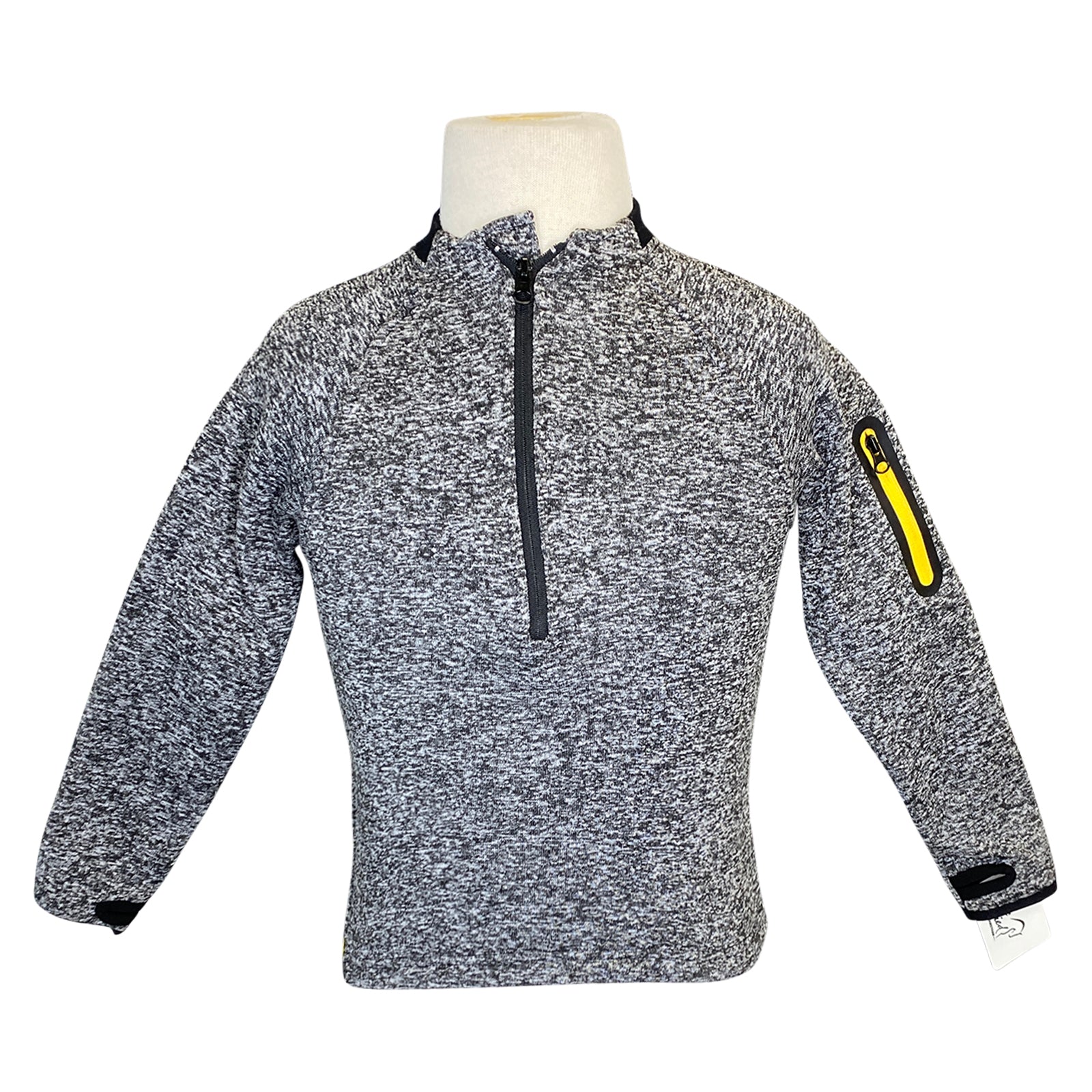 Front of Horseware Ireland Kids Winter Technical Zip Top in Heathered Grey - Children's 7/8