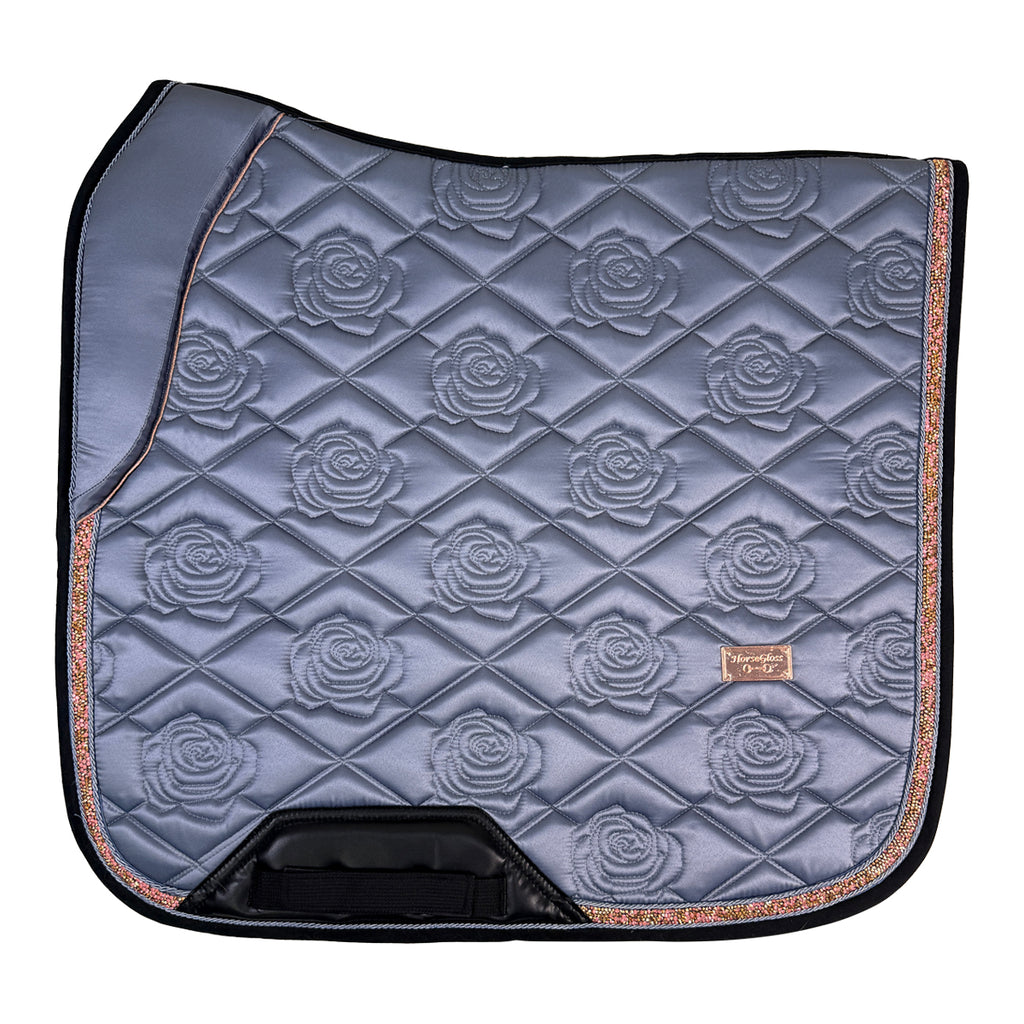 Horse Gloss Dressage Saddle Pad in Satin Steel Blue