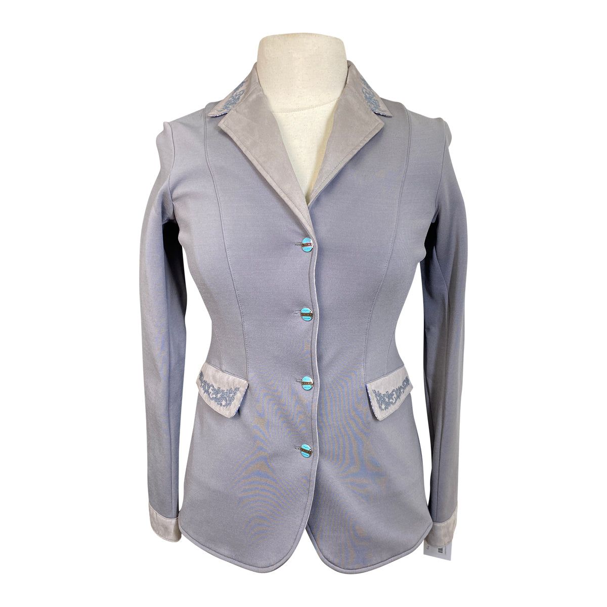 Animo Custom Show Coat in Grey w/Blue Floral