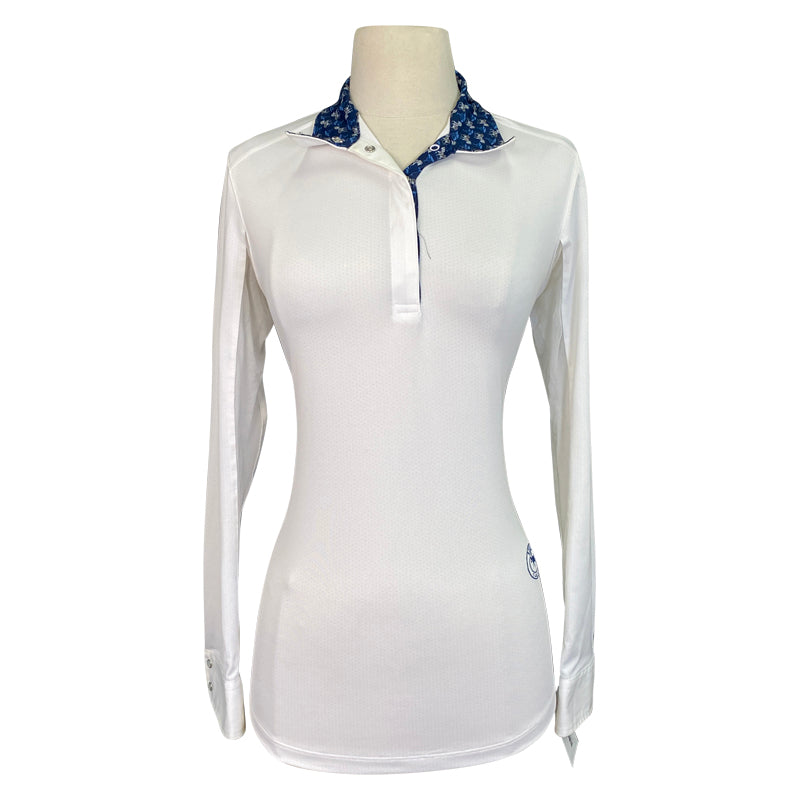 Essex Classics 'Talent Yarn' Show Shirt in White/Navy Zebra
