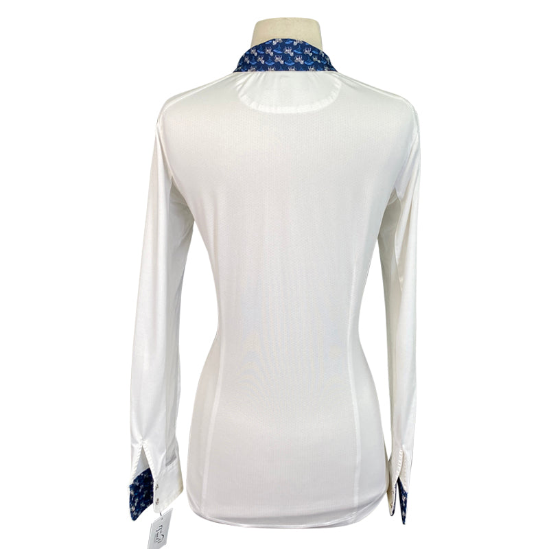 Essex Classics 'Talent Yarn' Show Shirt in White/Navy Zebra