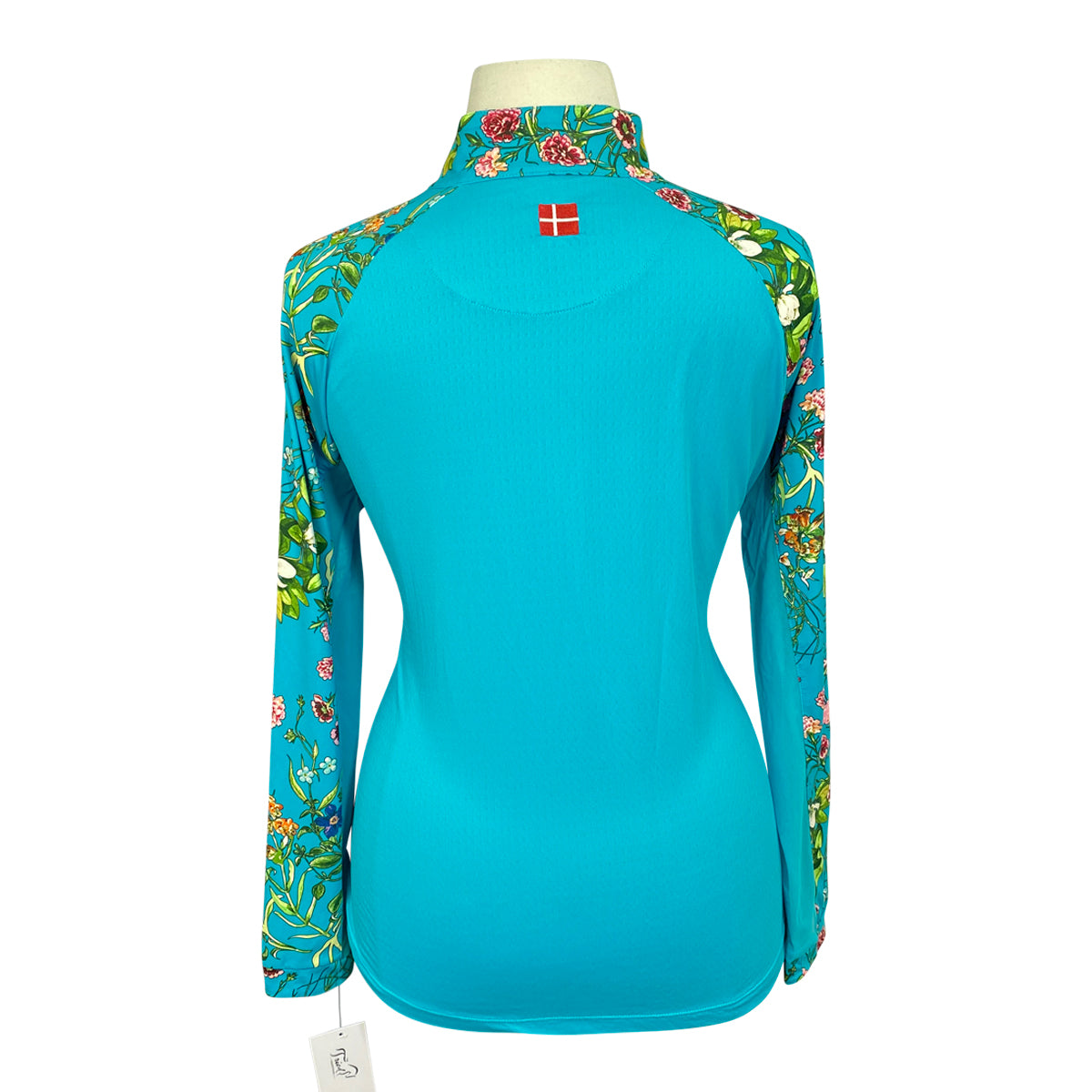 Kastel Long Sleeve 1/4 Zip Raglan Shirt in Turquoise Floral 