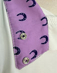 SmartPak Piper Long Sleeve Show Shirt in White/Purple Horse Shoe