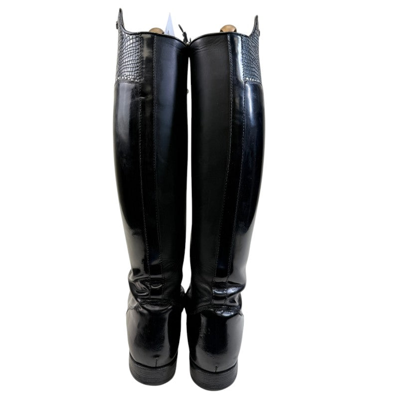 DeNiro Tiziano Dressage Boots in Black/Croc Rhinestones