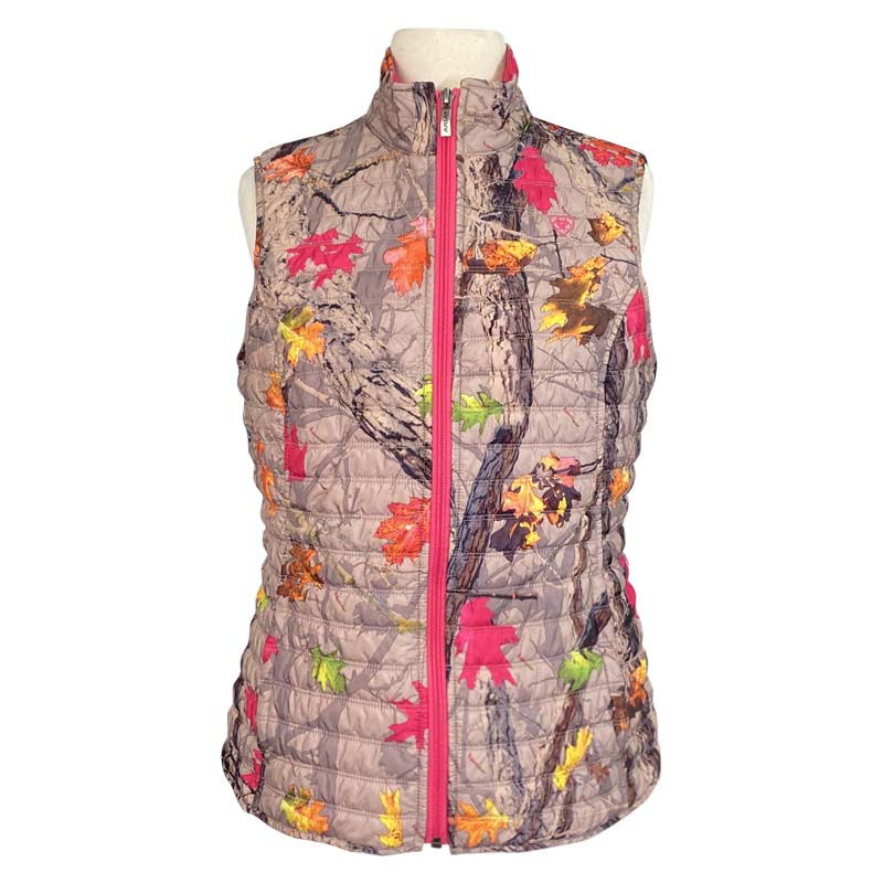 Ariat Ideal Down Vest in Camo/Pink Leaves