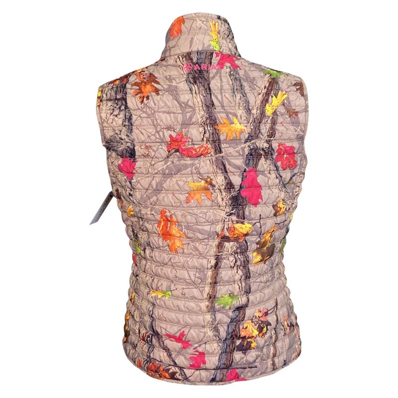 Ariat Ideal Down Vest in Camo/Pink Leaves