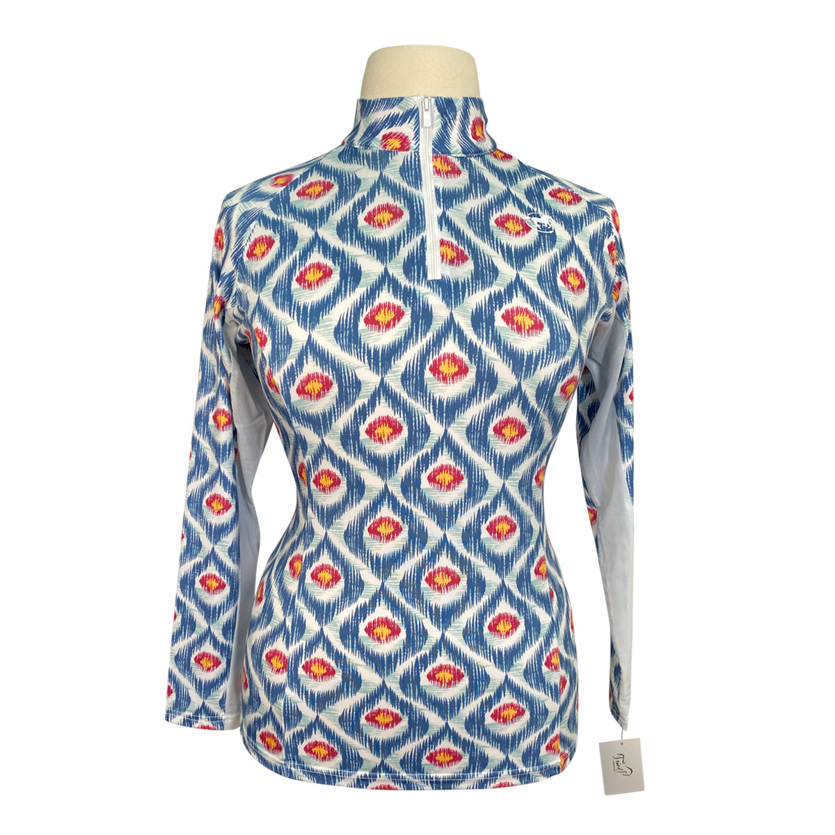 Smartpak Piper 'SmartCore' 1/4 Zip Sun Shirt in Blue Geo Peacock