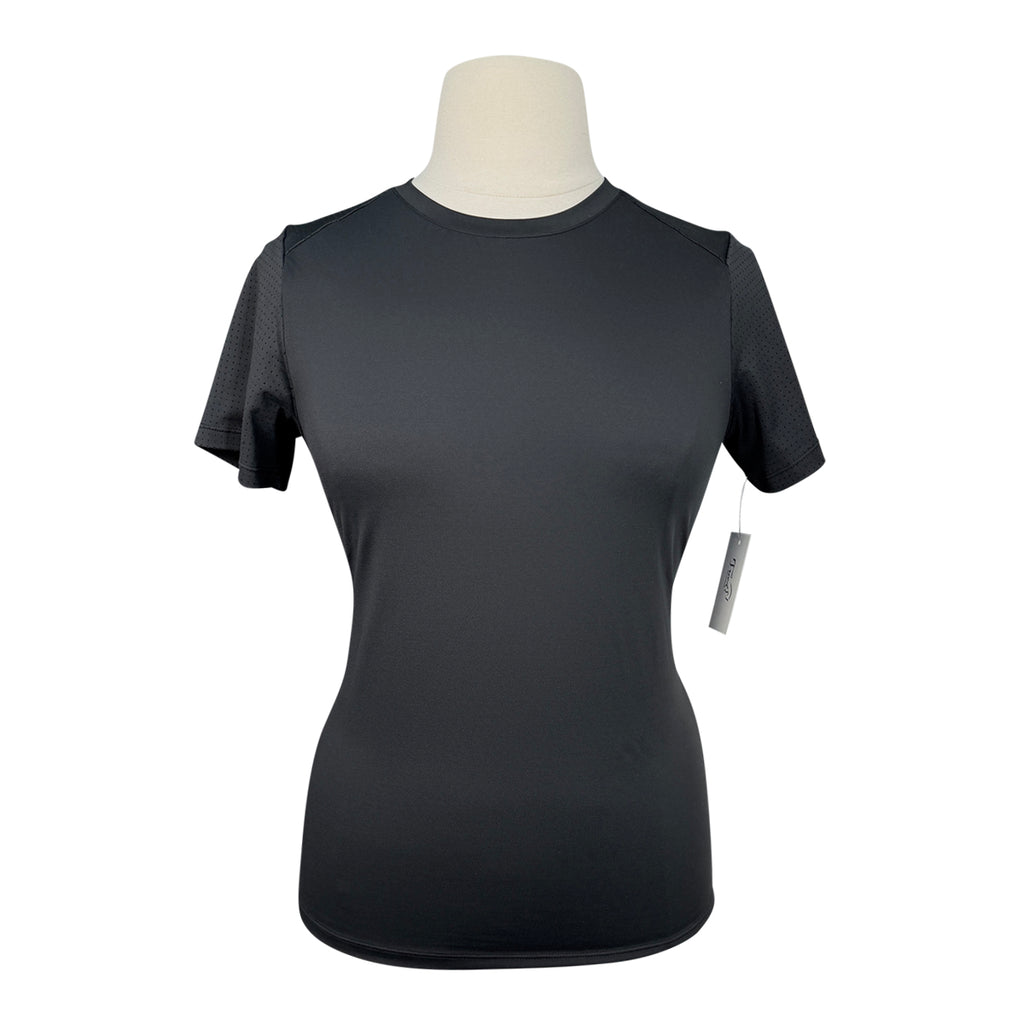 Hannah Childs 'Maddy' Perforated Short Sleeve Tech Tee in Black