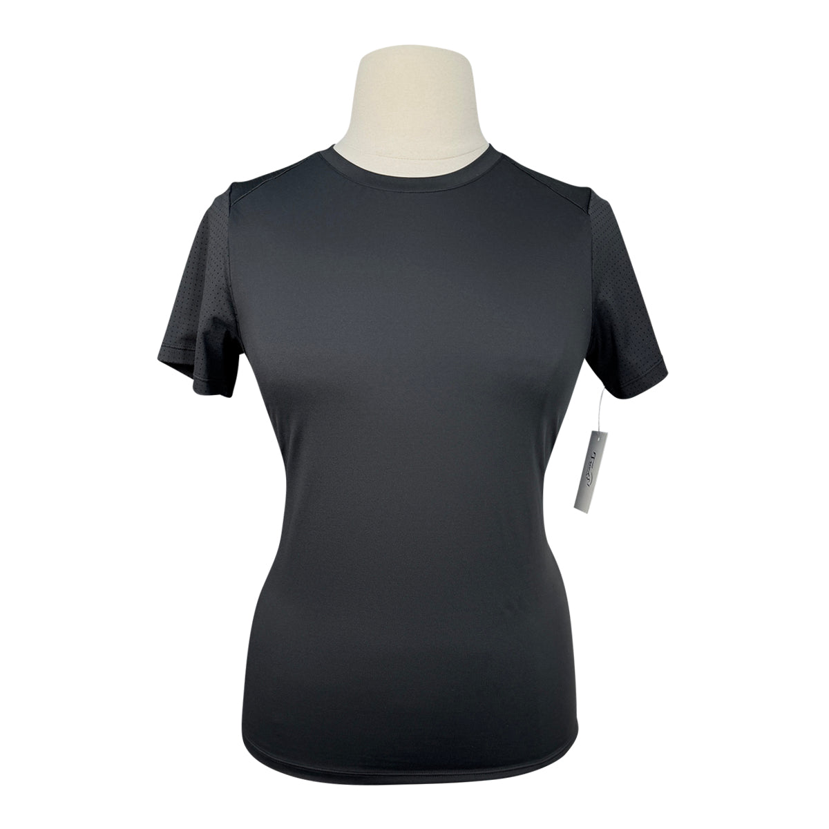Hannah Childs 'Maddy' Perforated Short Sleeve Tech Tee in Black