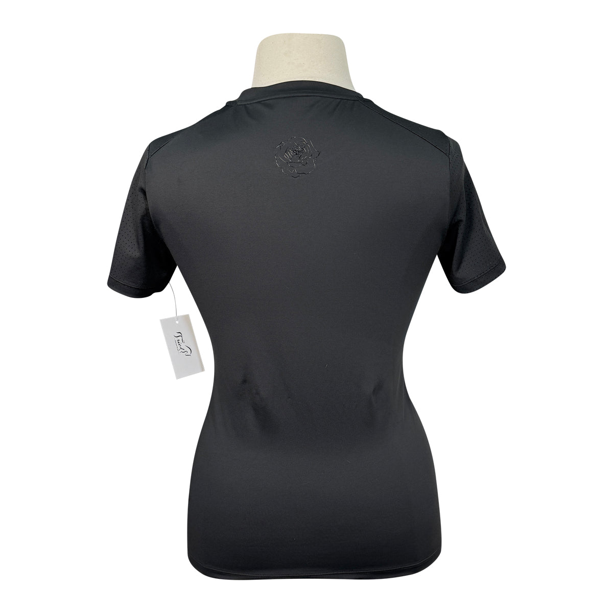 Hannah Childs 'Maddy' Perforated Short Sleeve Tech Tee in Black