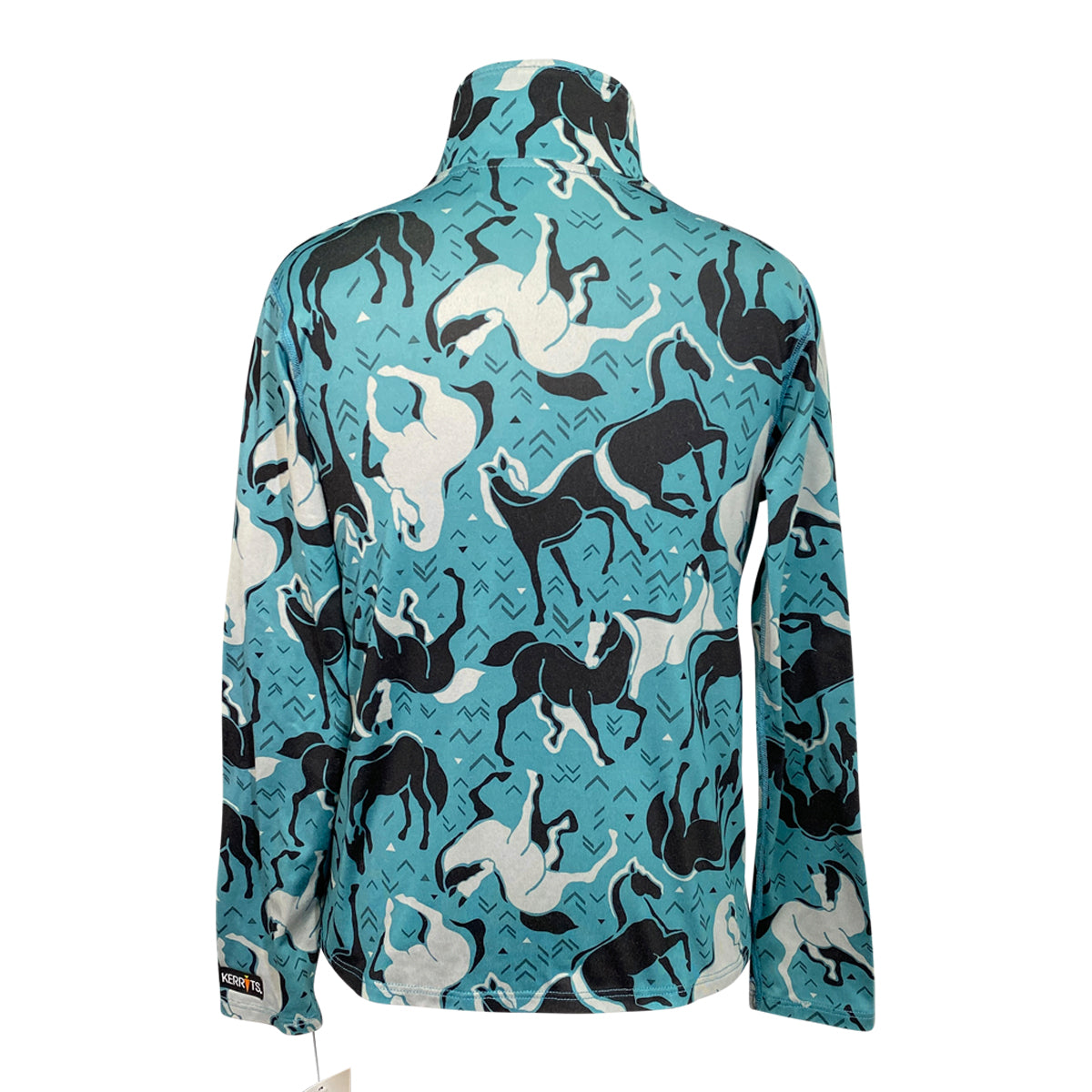 Kids Ice Fil Long Sleeve Print in Blue/ White Horses
