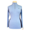 Front of Ariat TEK Tri Factor 1/4 Zip Shirt in Light Blue/Navy - Women's XL