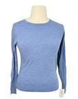 Noel Asmar Crew Neck Sweater in Light Blue/Striped Elbow Patches