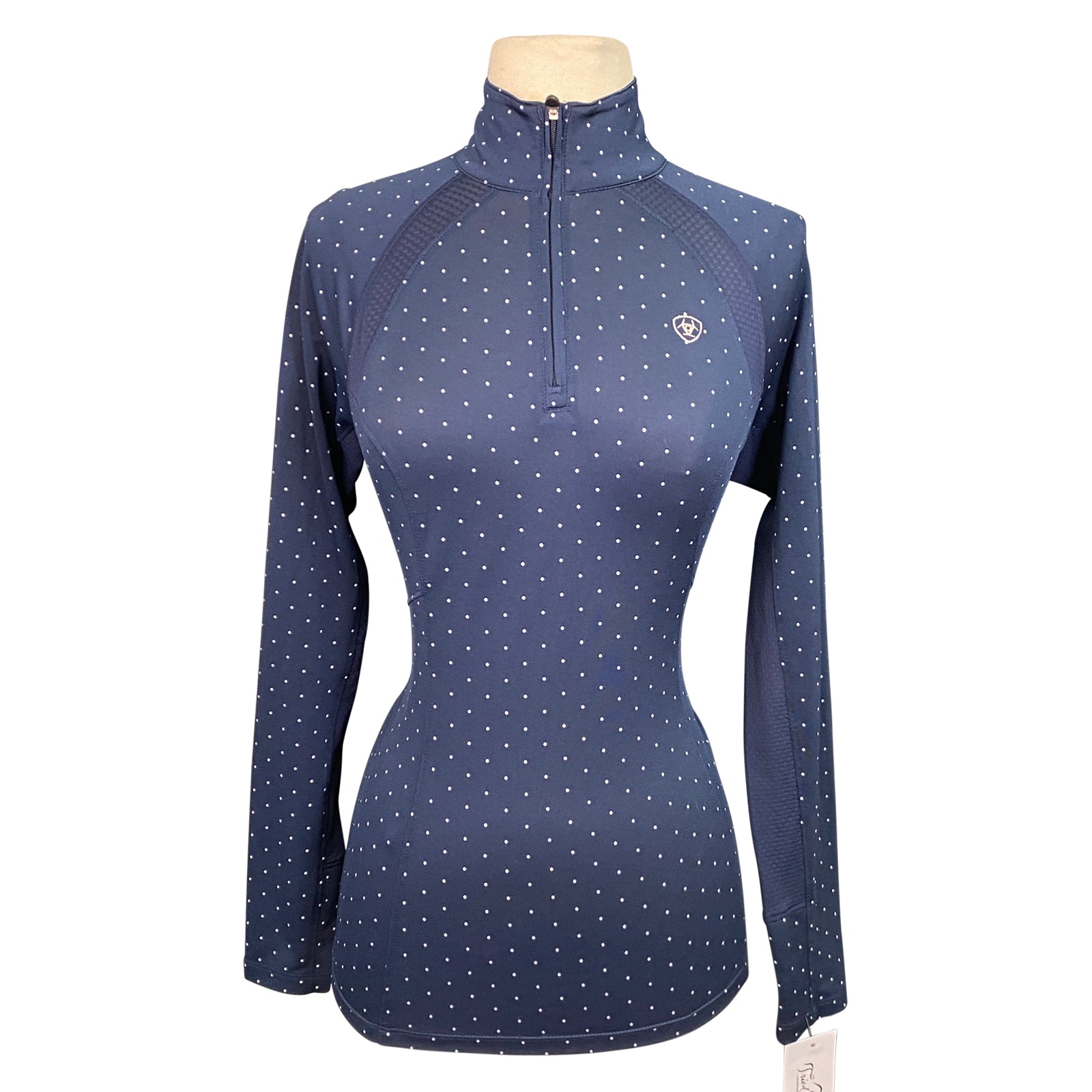 Ariat TEK Heat Series Long Sleeve Shirt in Navy/Polka Dot