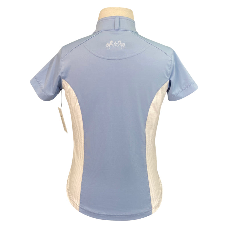 Back of Equine Couture 'Cara' Short Sleeve Shirt in Light Blue