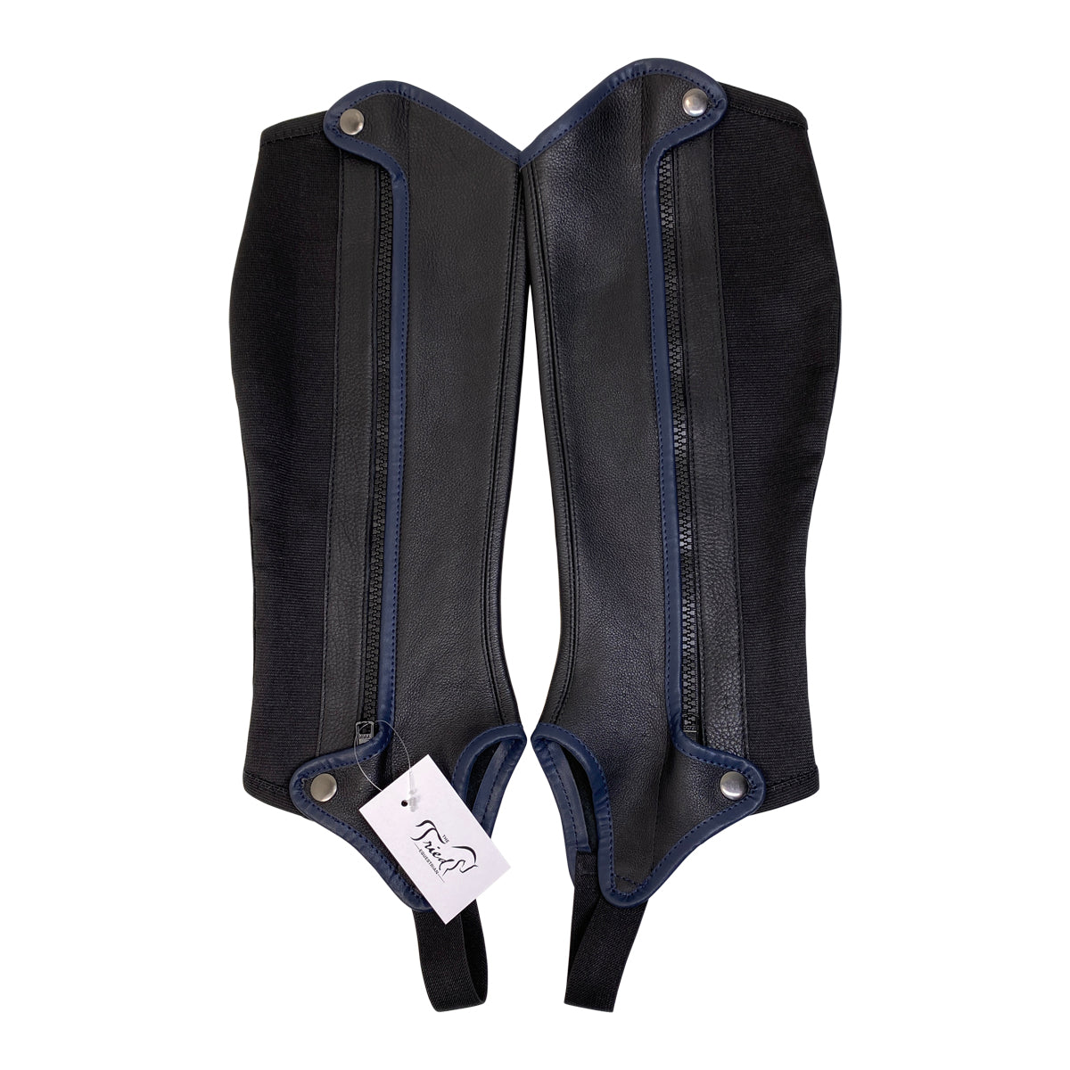 Leather Half Chaps in Black/Navy