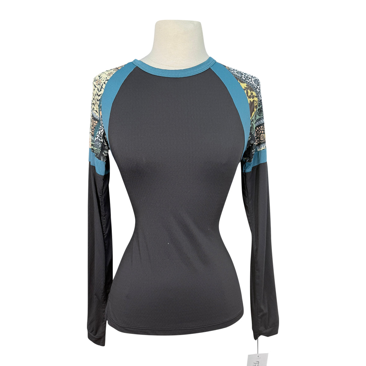 Kastel Long Sleeve Crewneck in Black/Teal/Tan Floral