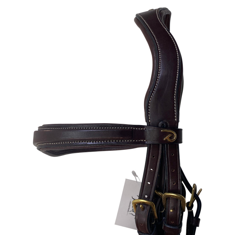Dyon Jumping Flash Noseband Double Bridle in Brown/Brass 