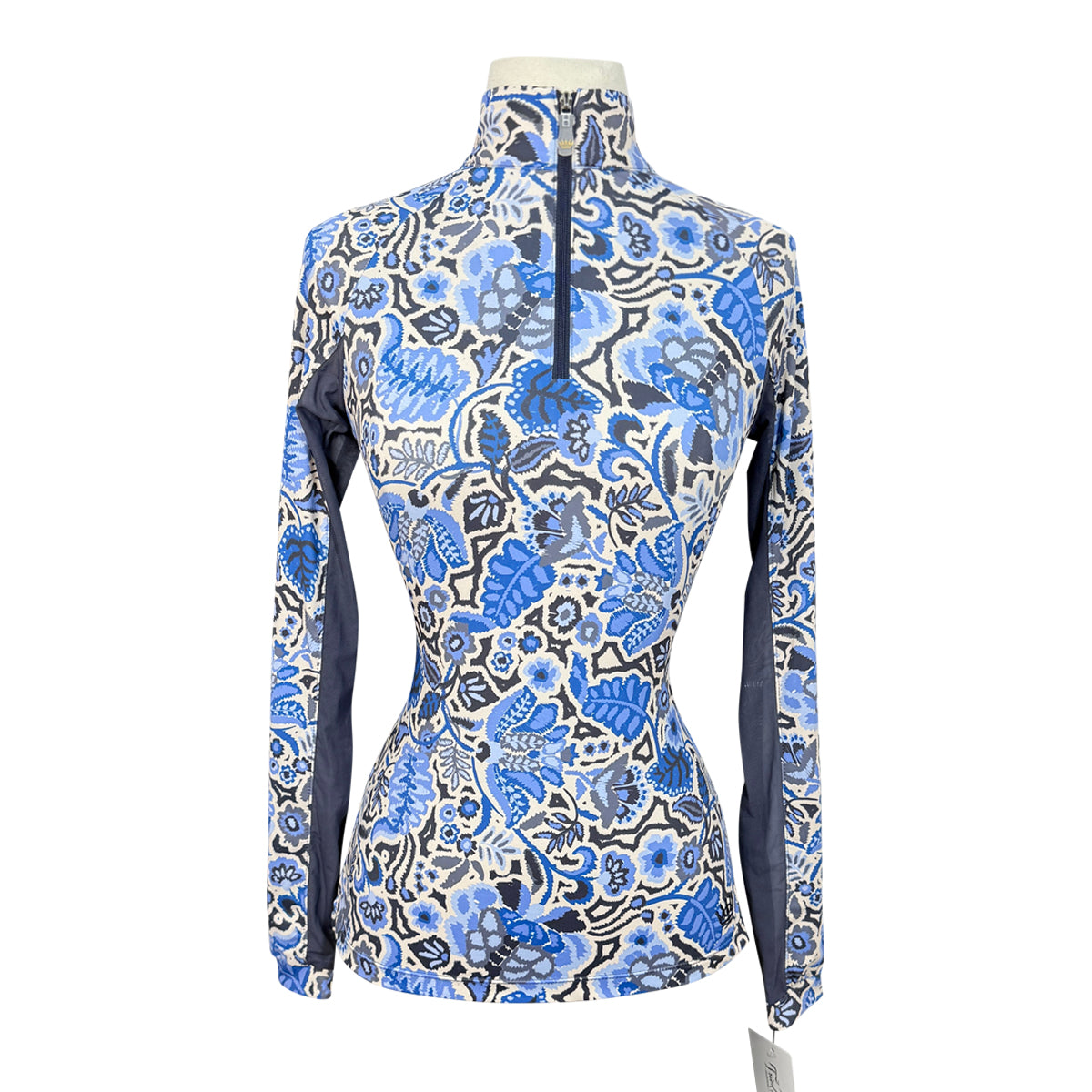 Kastel Long Sleeve 1/4 Zip in Blue Ikat