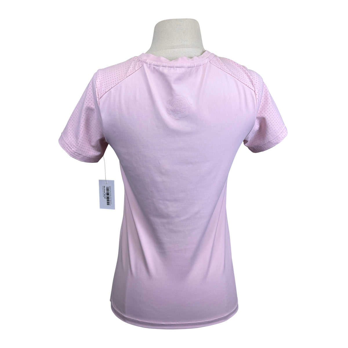 Hannah Childs 'Maddy' Perforated Short Sleeve Tech Tee in Baby Pink