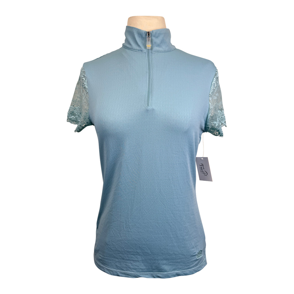 Kastel Galloon Lace Short Sleeve Shirt in Teal