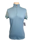 Kastel Galloon Lace Short Sleeve Shirt in Teal