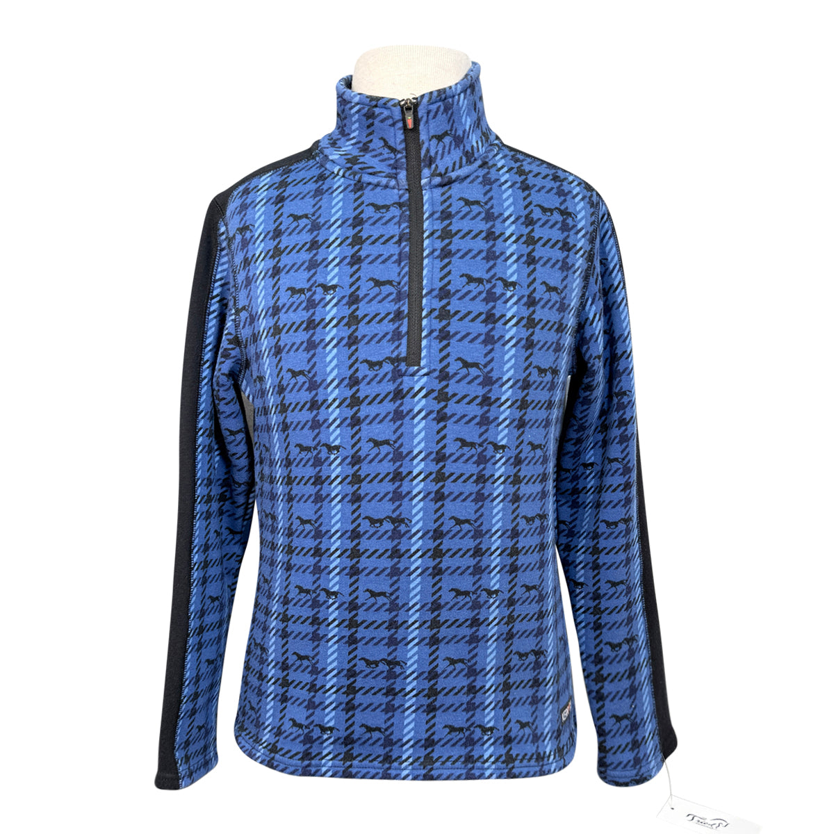 Kerrits Rail Side Quarter Zip Fleece Tech Top in Blue/Horses