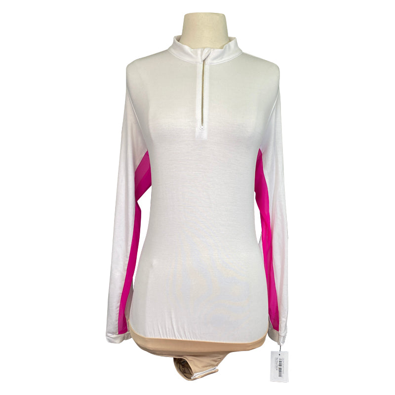 Free x Rein 'The Sportif' Equestrian Bodysuit in White/Fuchsia