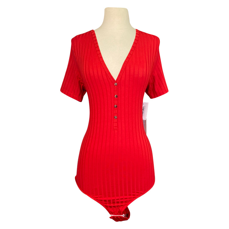 Free x Rein 'Henley' Bodysuit in Haute Red