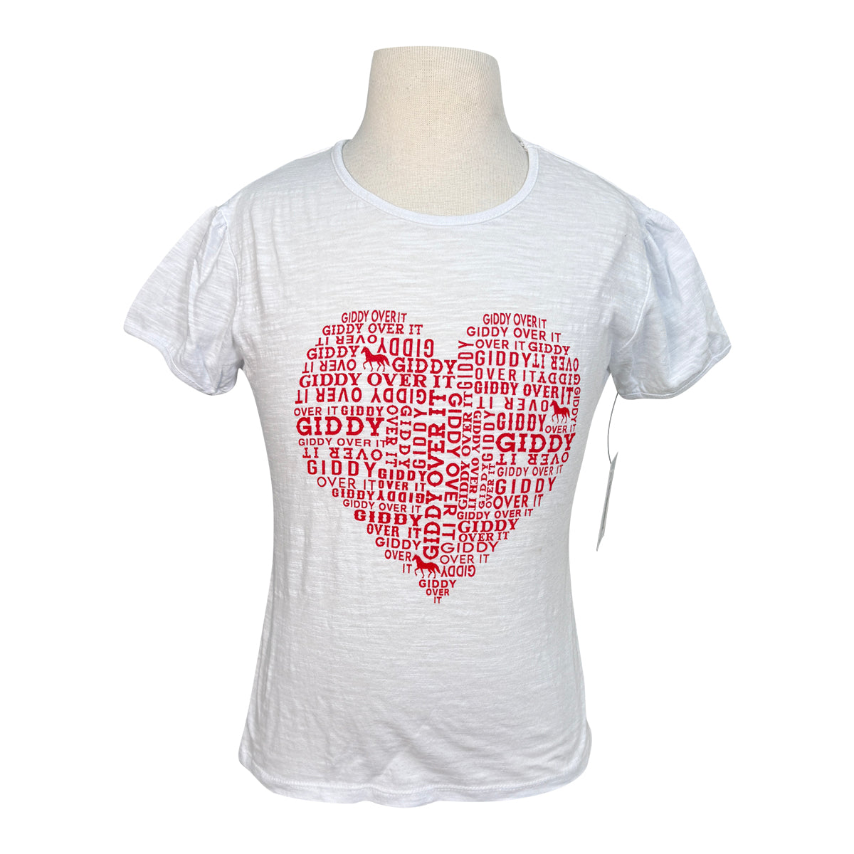 Bad Pony Club 'Giddyoverit Heart' Kids Crew Cotton Tee in White