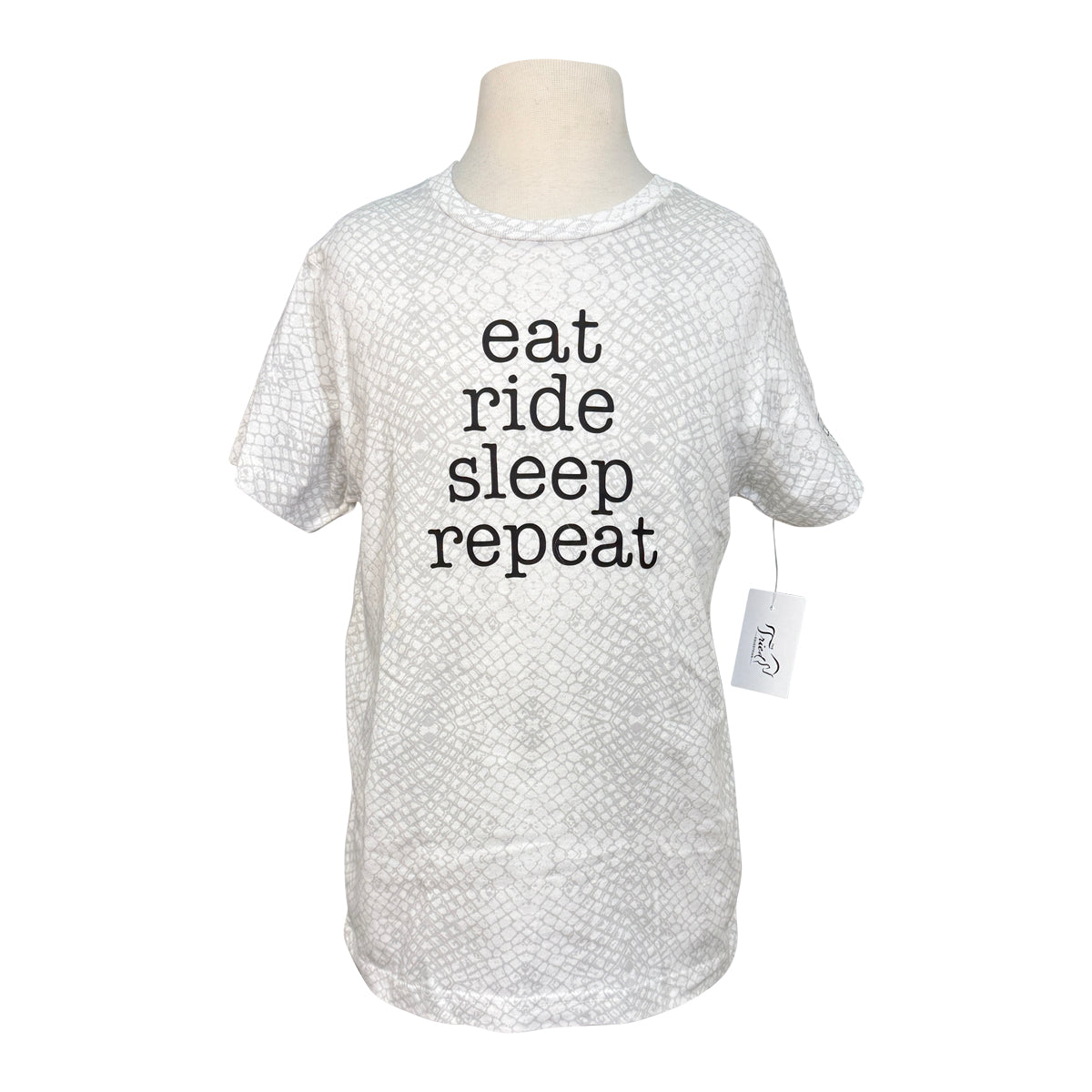 Equine &amp; Design 'eat ride sleep repeat' Youth T-Shirt in Grey Snakeskin