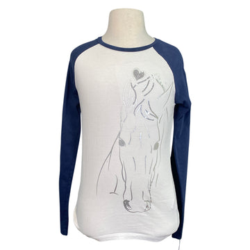 Ariat Graphic Pony Baseball Tee in White/Navy