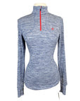Ariat Team Gridwork 1/4 Zip Baselayer in Blue Heather/Red Accents - Women's Small
