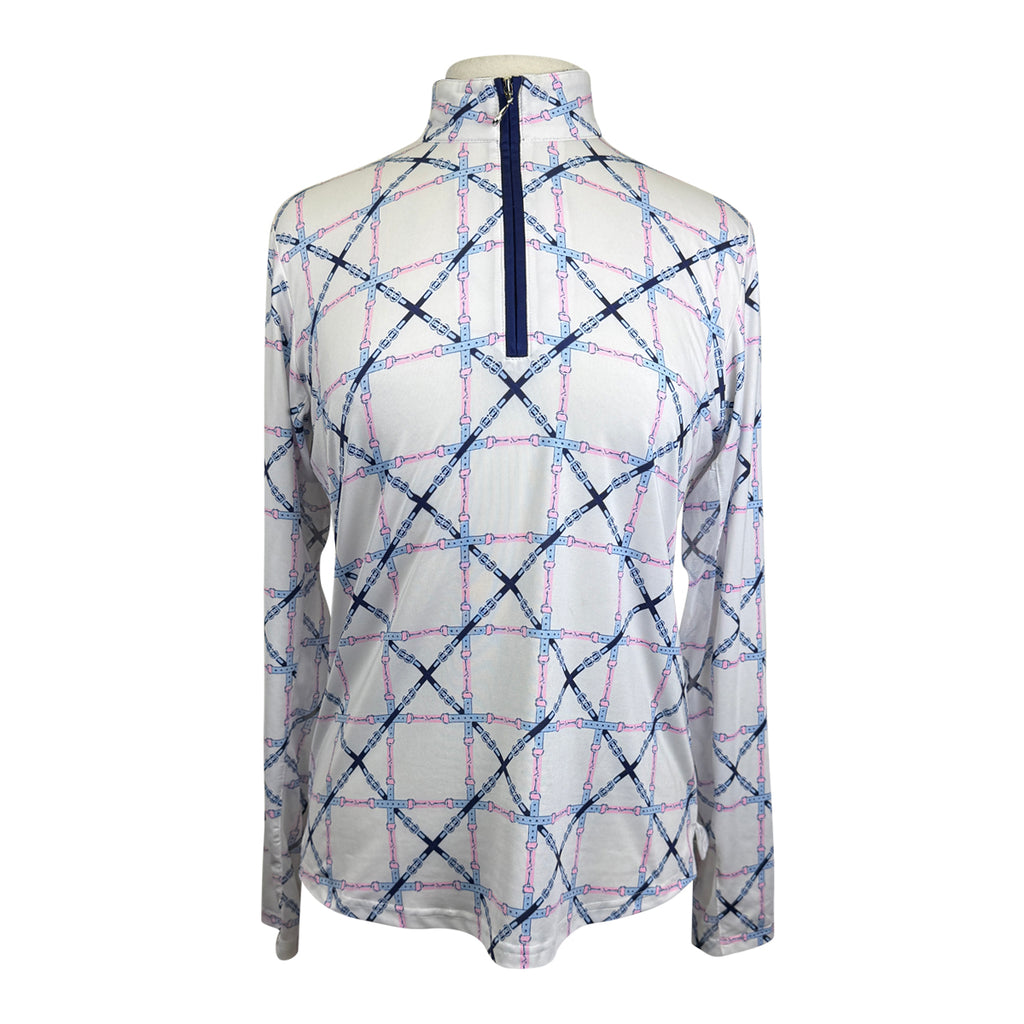 San Soleil Printed Sunshirt UV 50 in White/Pink & Blue Belts