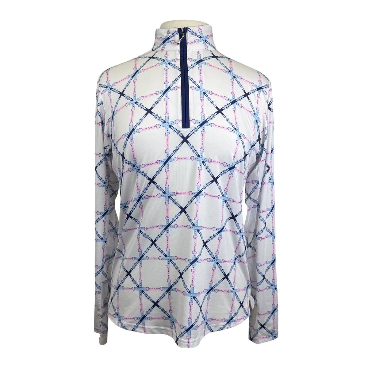 San Soleil Printed Sunshirt UV 50 in White/Pink & Blue Belts