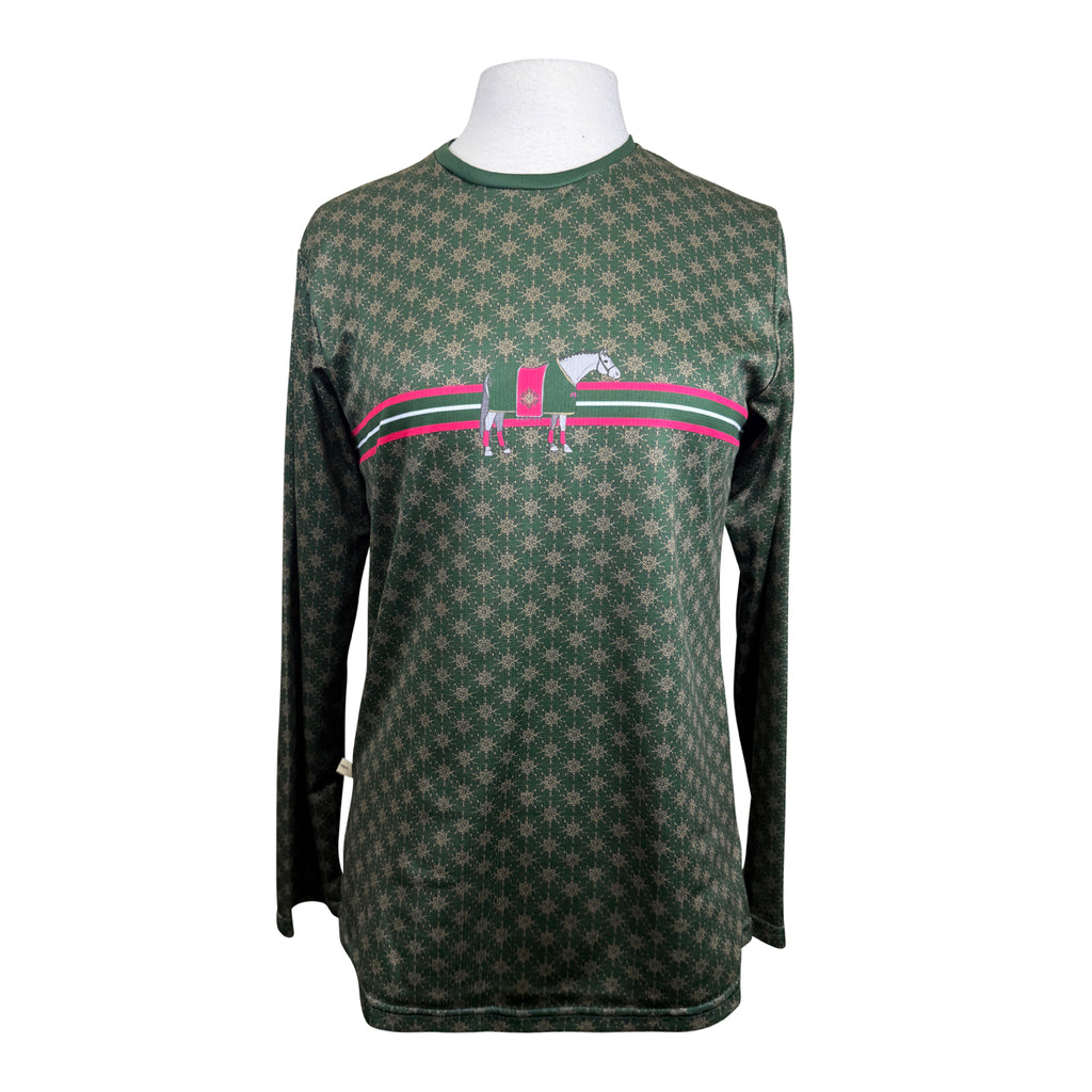 Espoir Lumiere Crewneck Long Sleeve in Green/Blanketed Horse