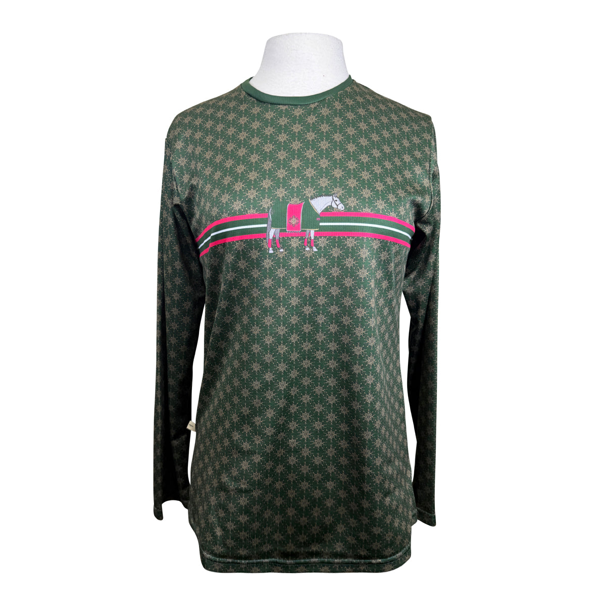 Espoir Lumiere Crewneck Long Sleeve in Green/Blanketed Horse