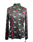 Espoir Quarter Zip Sun Shirt in Green Blanketed Horses