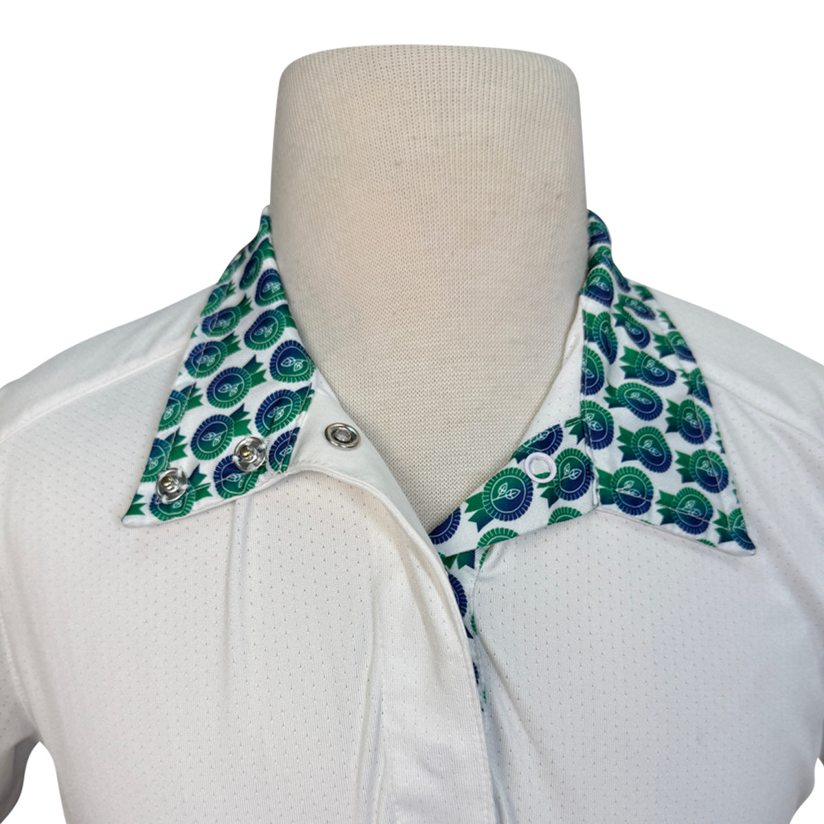 Essex Classics 'Talent Yarn' Short Sleeve Show Shirt in White/Leaf Ribbons - Children's Large